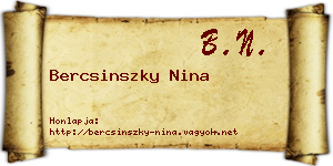 Bercsinszky Nina névjegykártya